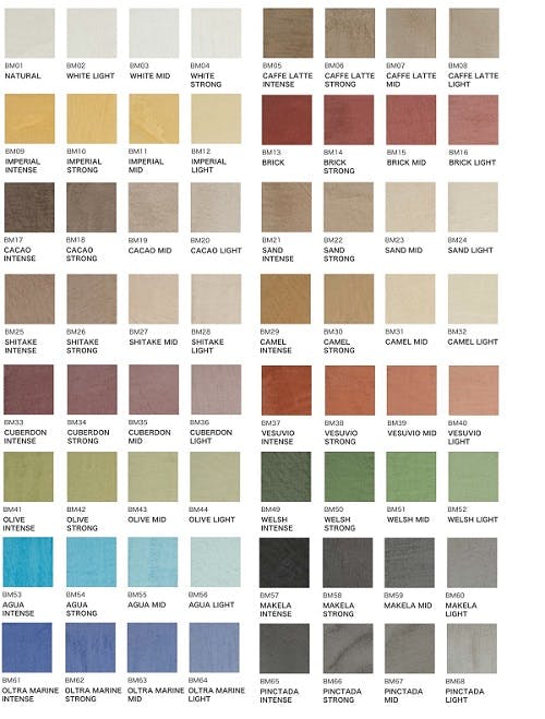 左官材料モールテックスのカラーチャート